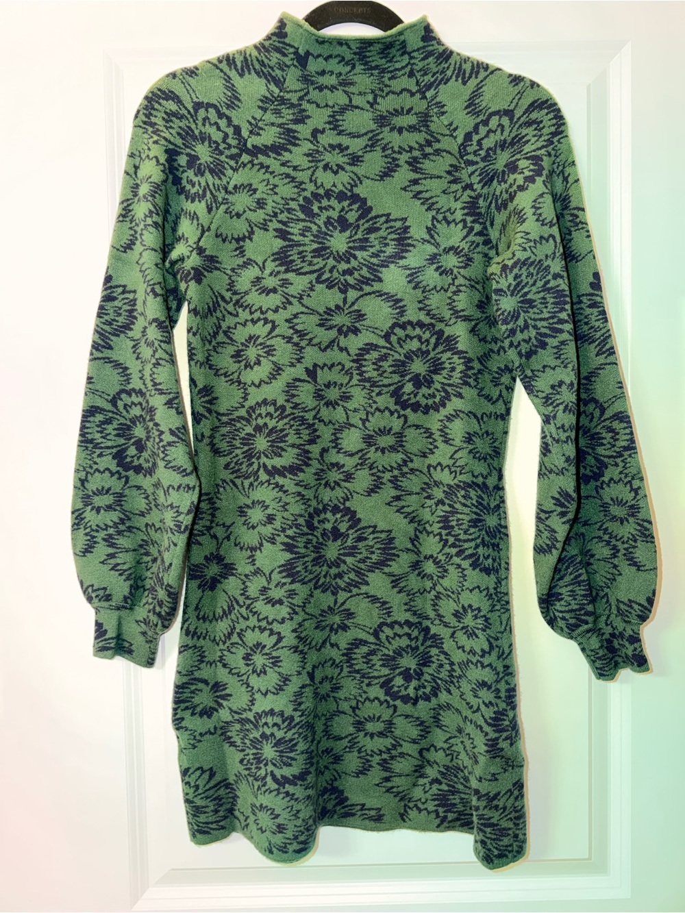 Maeve by Anthropologie the Beatriz mock-neck sweater dress green and navy - Picture 5 of 7